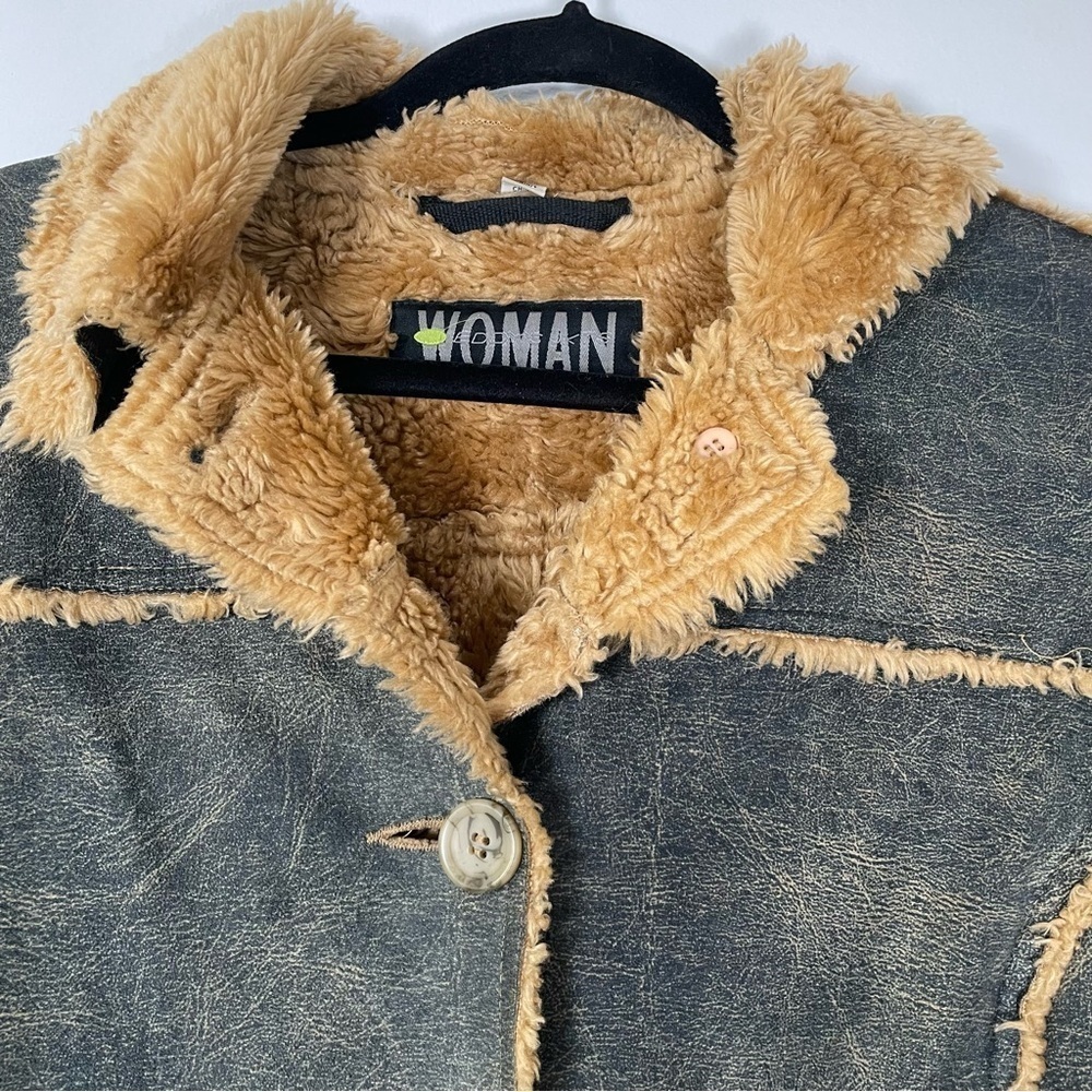 Vintage Y2K Size L/G Long Aviator Faux Fur Afghan Coat 70s Hippie Boho Grunge - Picture 2 of 16